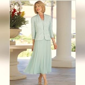 Alex Evenings Petite 3-pc Aquamarine Dress